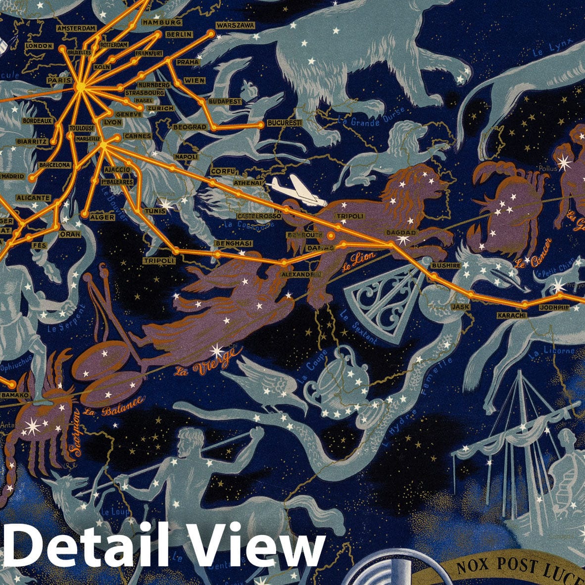 Air France - World Airline Routes, 1939 - Celestial Map Print