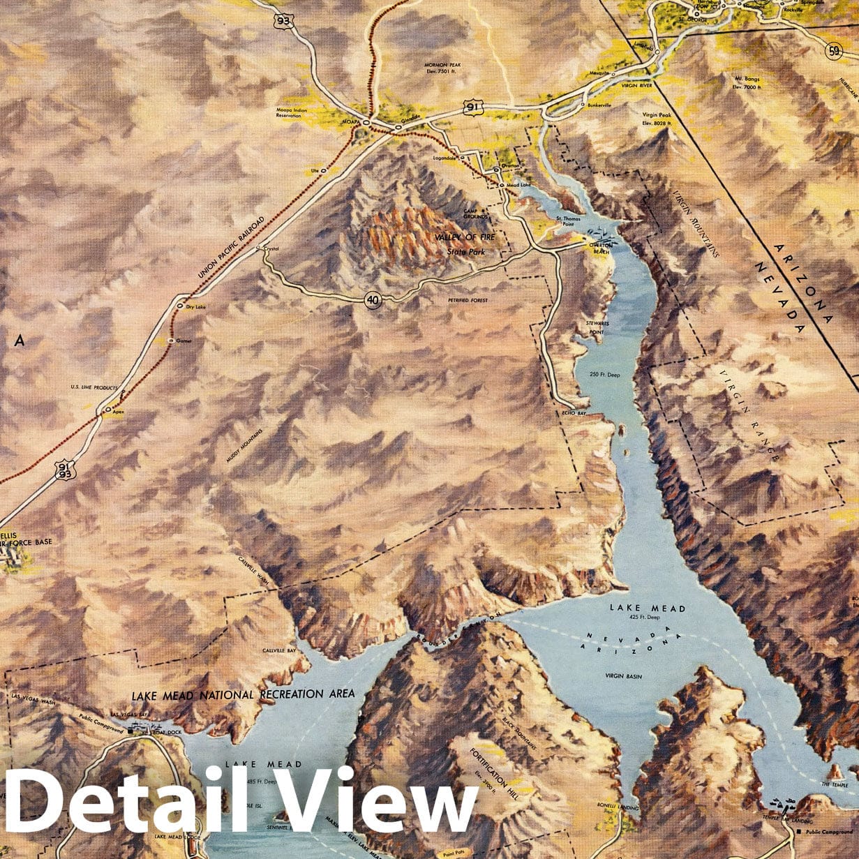 Las Vegas, Hoover Dam, Lake Mead - Pictorial Map, 1961