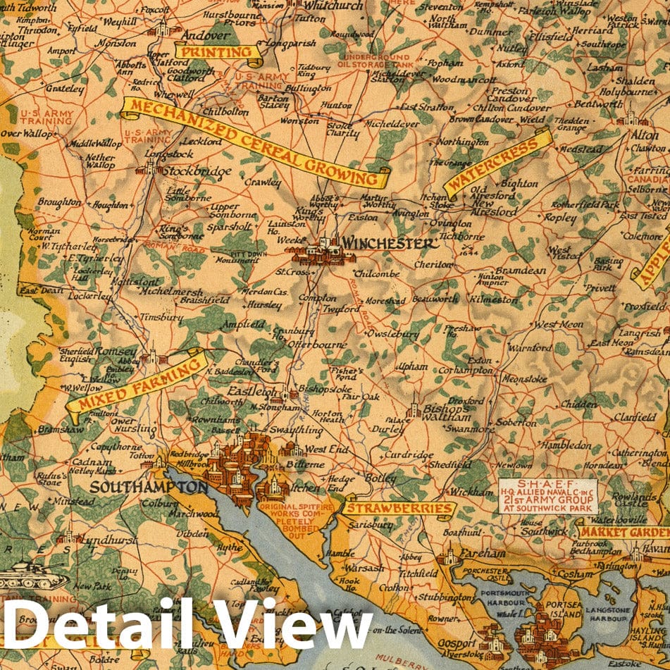 Hampshire - Pictorial Map, 1947 - Countryman County Maps of Britain