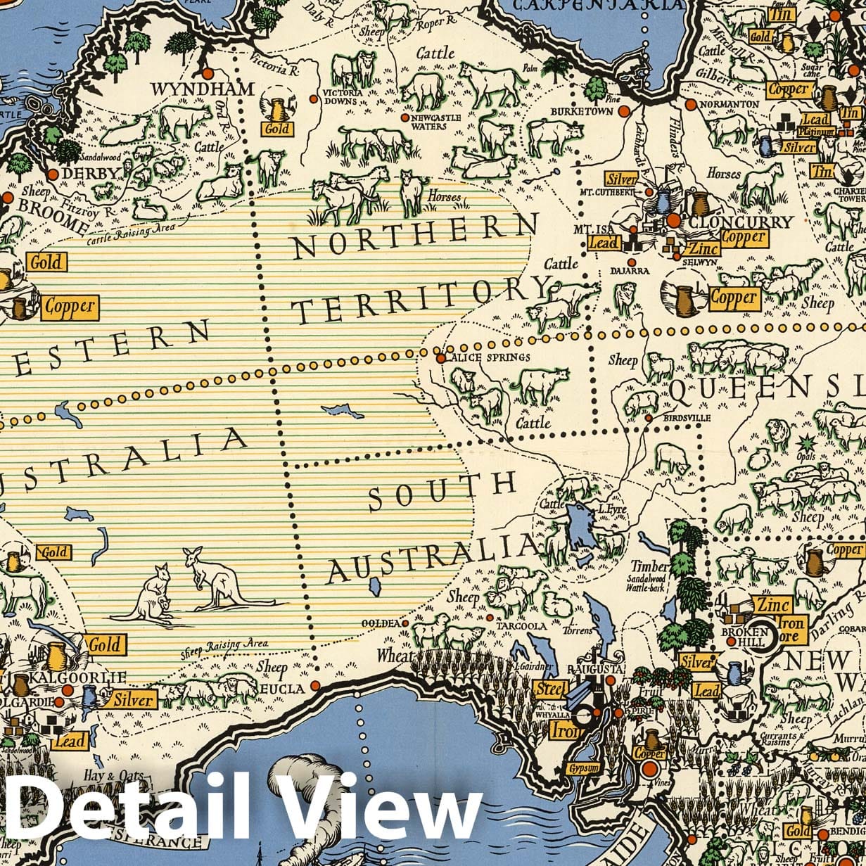 Australia - Pictorial Map, 1947 - Historical Map Reproduction