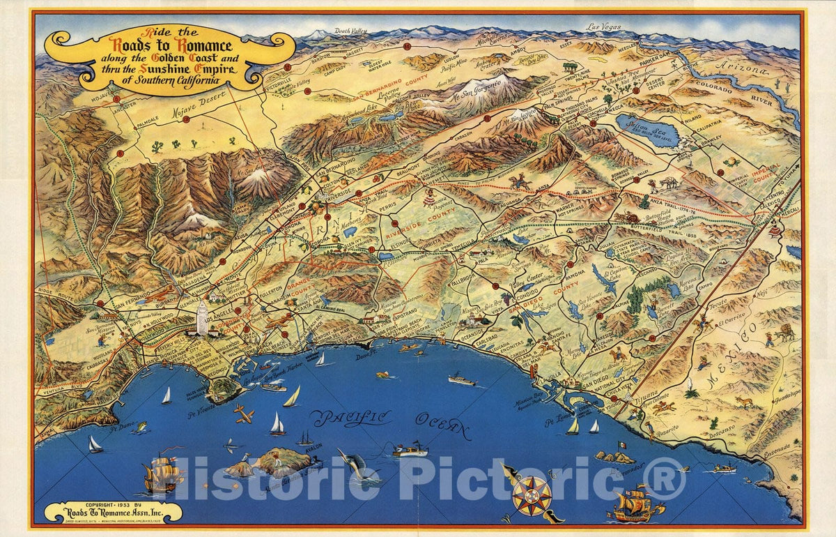 Southern California - Pictorial Map, 1953