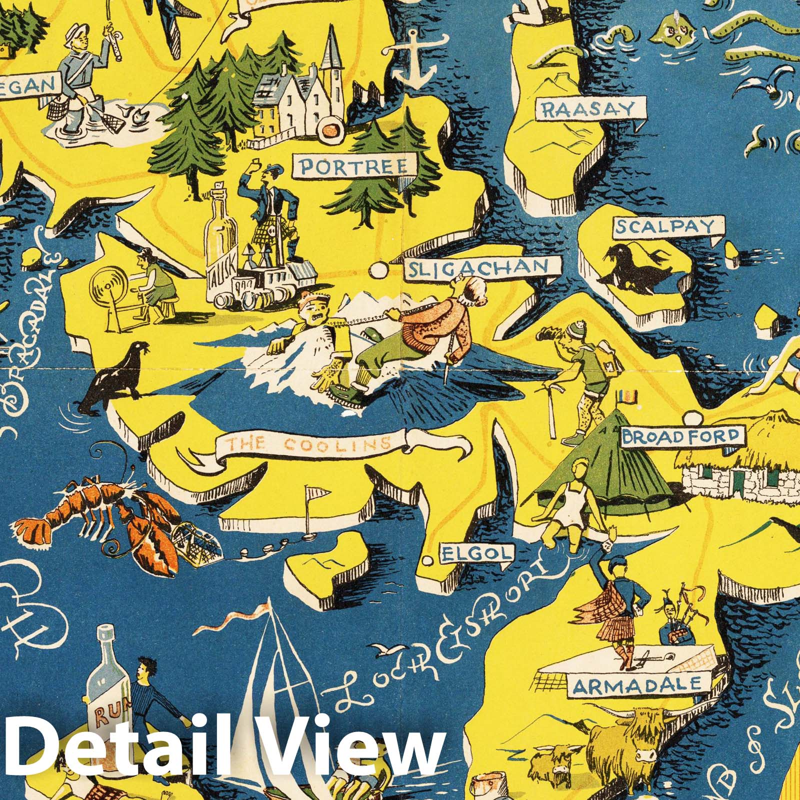 Isle of Skye, Scotland - Pictorial Map, 1960 - Historical Map Print