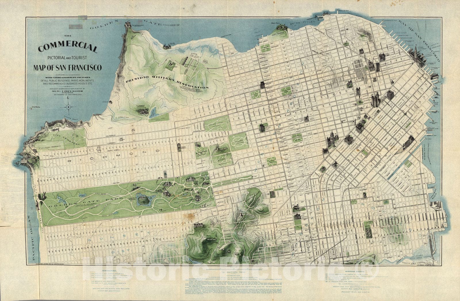 Historic Map : San Francisco (Calif), California, Pocket Map, San Francisco. 1904 , Vintage Wall Art