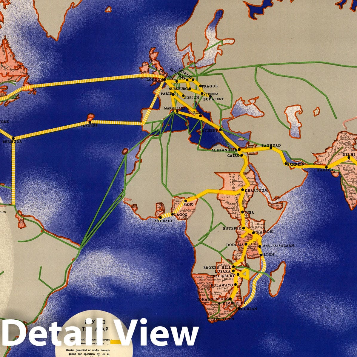 Imperial Airways - World Airline Routes, 1937 - Historical Map Print
