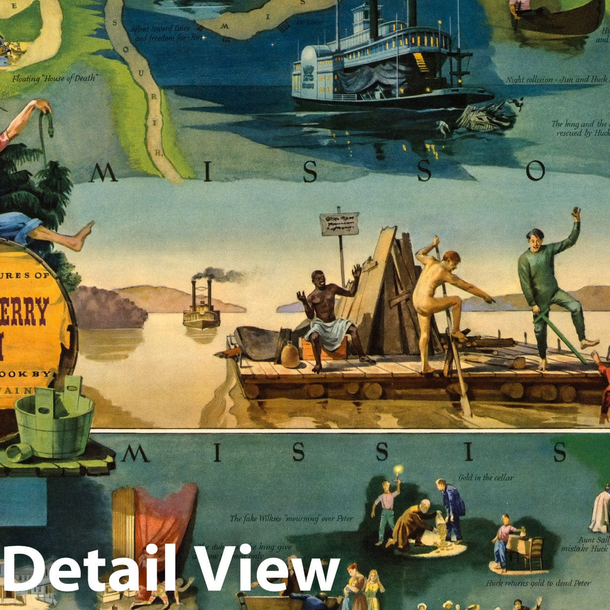 Missouri River and Mississippi River Pictorial Map, 1959 - Historical Map Print