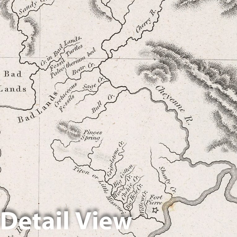 Bad Lands of Nebraska - Geologic Map, 1852 - Historical Map Print