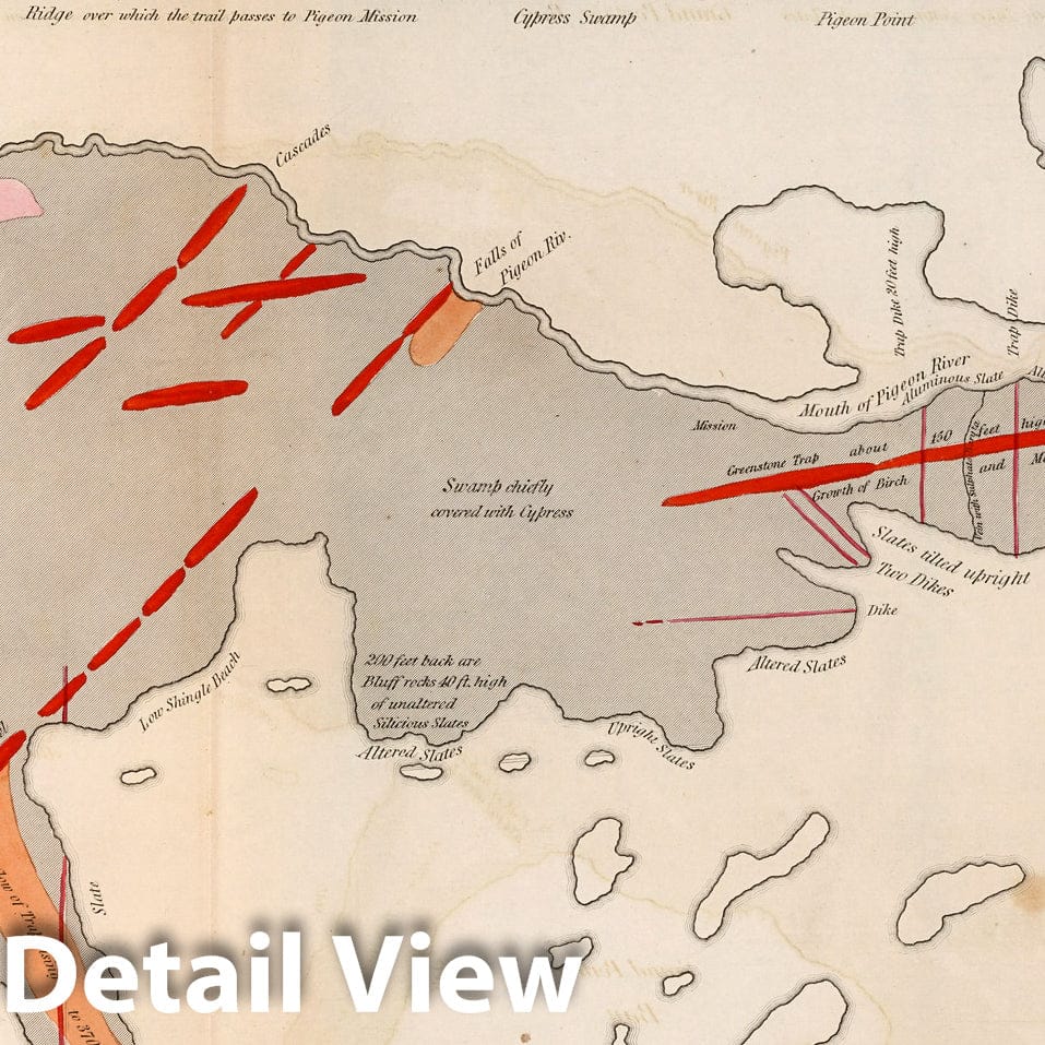 Pigeon Point, Lake Superior - Geological Map, 1852