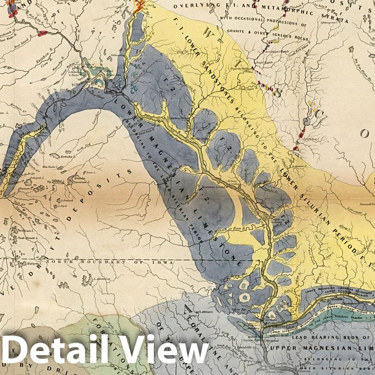 Wisconsin, Iowa, Minnesota & Lake Superior Geological Map 1851