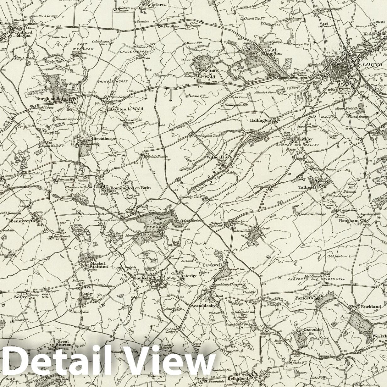 Louth - Survey Map, 1899 - Ordnance Survey Topographic Print