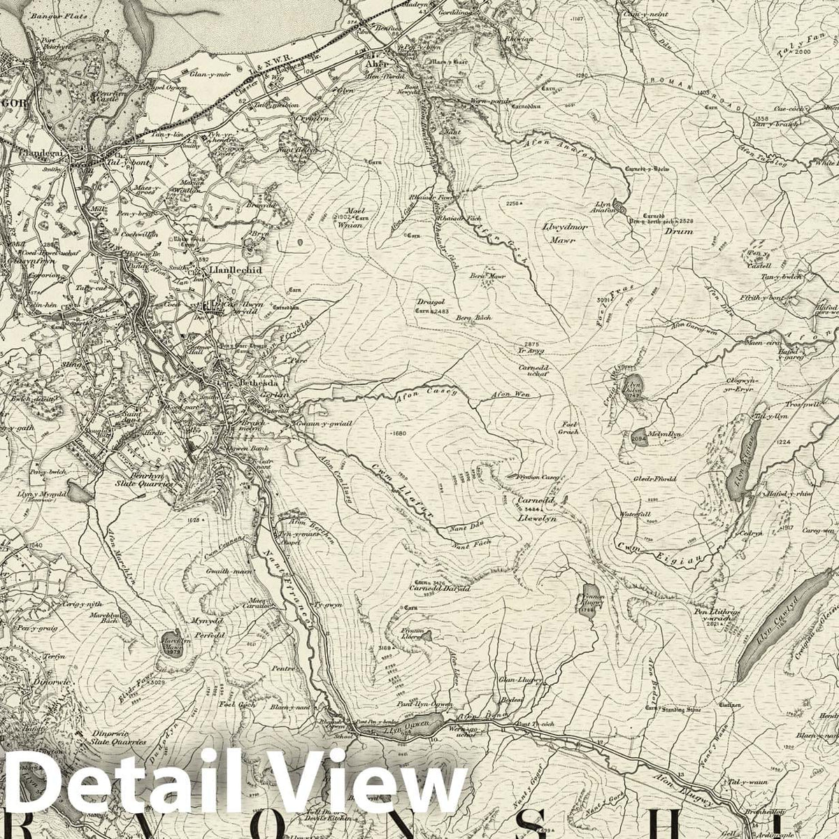Bangor - Survey Map, 1899 - Ordnance Survey Historical Print