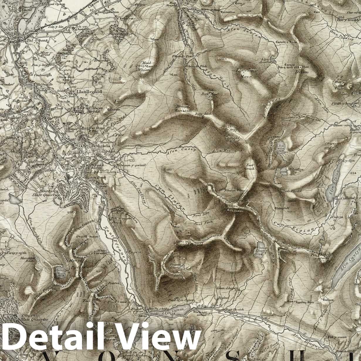 Bangor - Survey Map, 1899 - Ordnance Survey Topographic Print