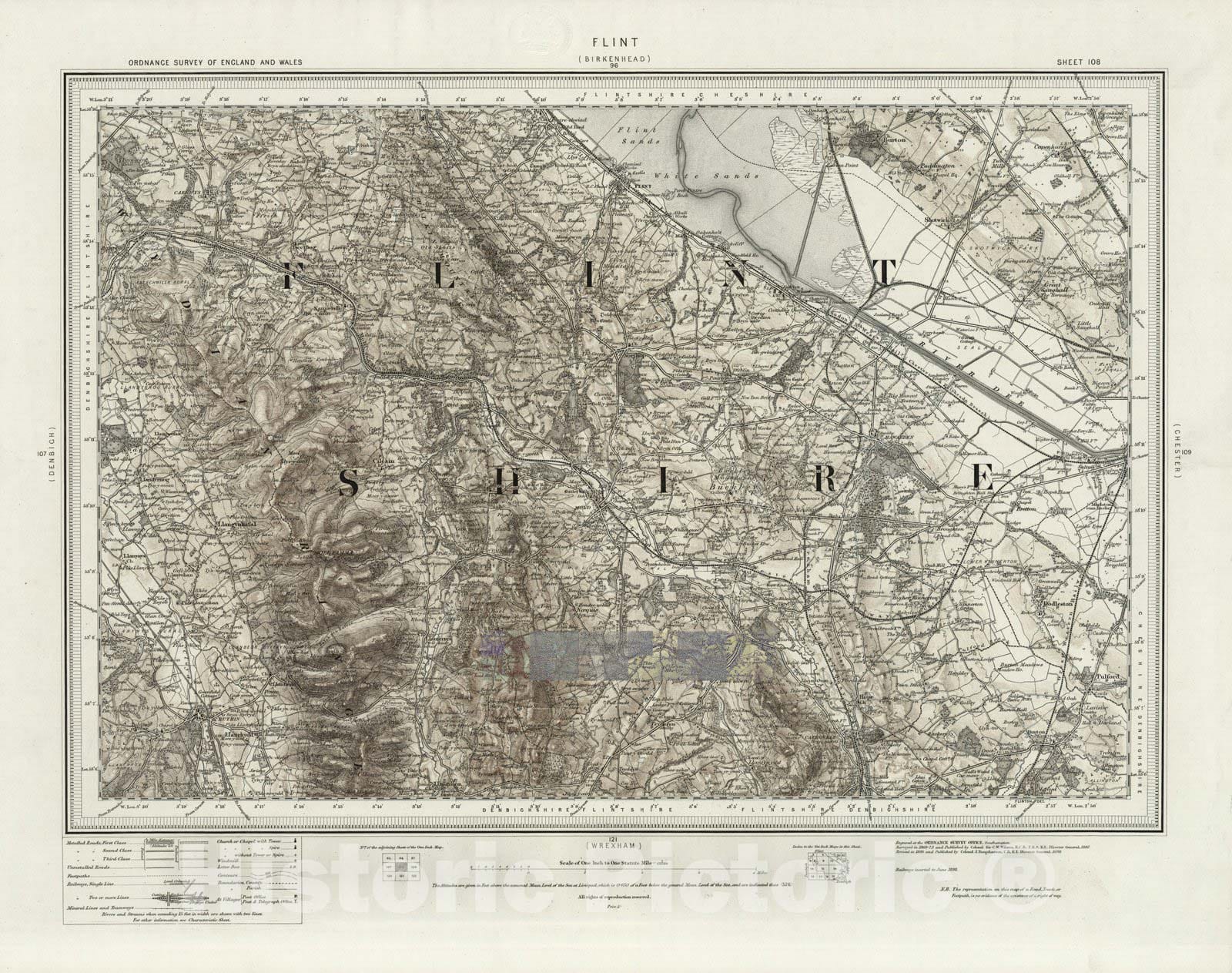 Historic Map : 108 Flint (Hills) 1898 - Vintage Wall Art