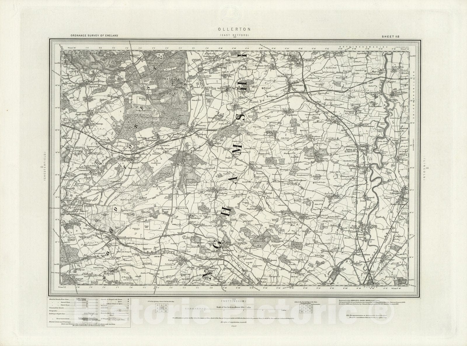 Historic Map : 113 Ollerton 1899 - Vintage Wall Art