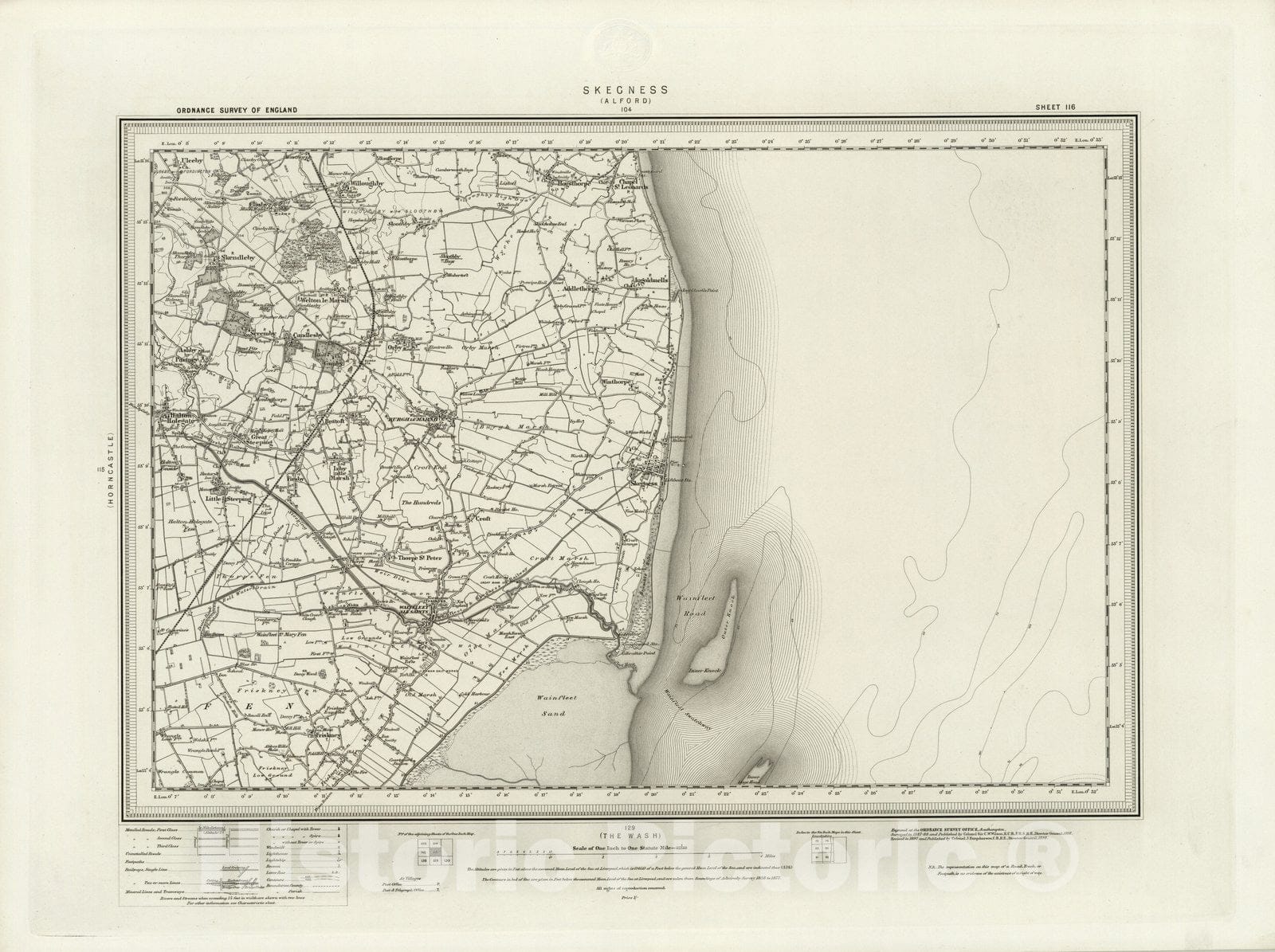 Historic Wall Map : 116 Skegness 1898 - Vintage Wall Art