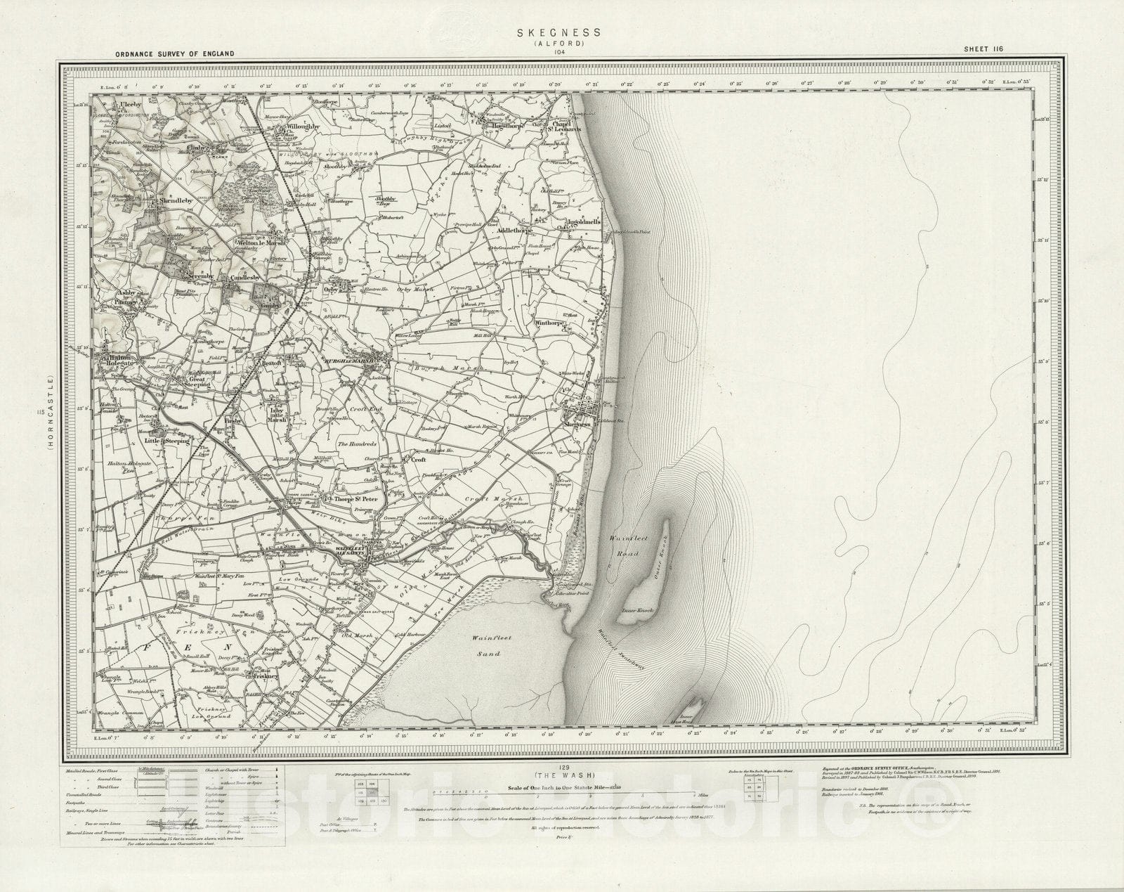 Historic Map : 116 Skegness (Hills) 1898 - Vintage Wall Art