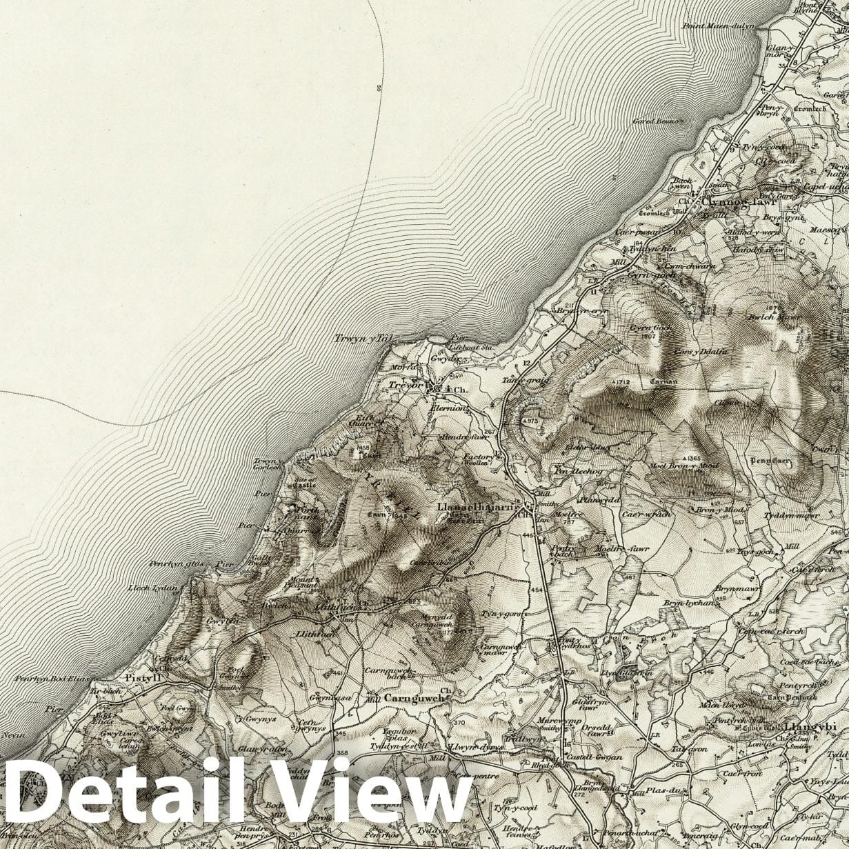 Nevin, Wales - Survey Map, 1899 - Ordnance Survey Topographic Print