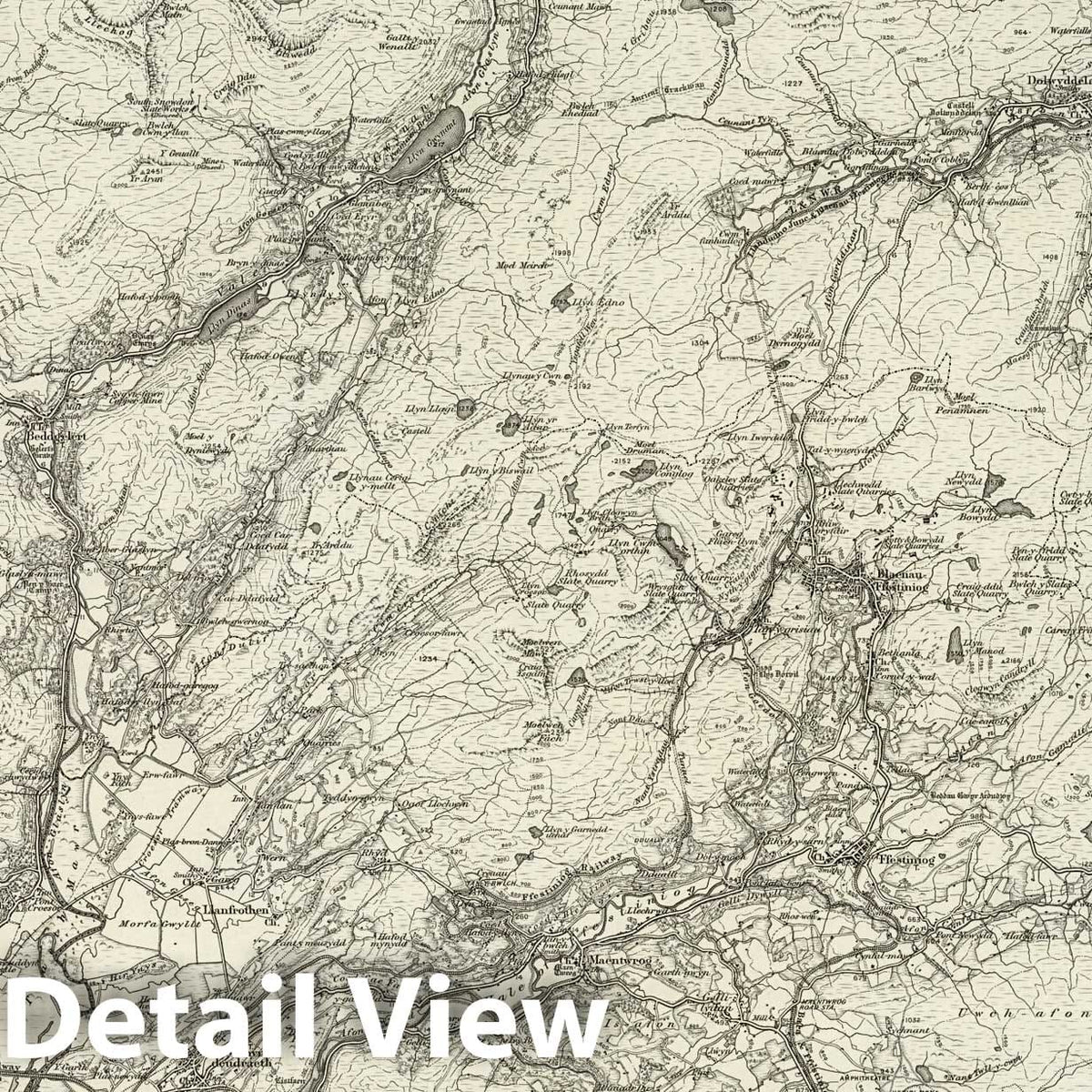 Snowdon - Survey Map, 1899 - Ordnance Survey Topographic Map Print
