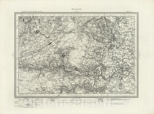 Historic Map : 121 Wrexham 1898 - Vintage Wall Art