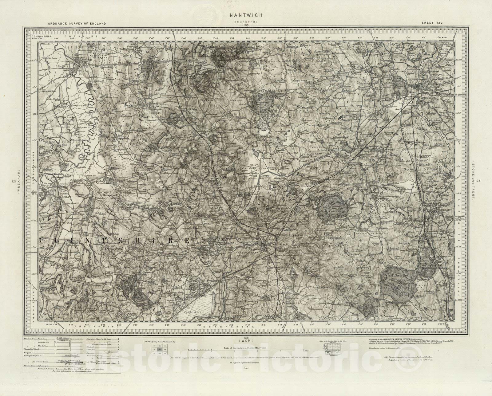 Historic Map : 122 Nantwich (Hills) 1897 - Vintage Wall Art