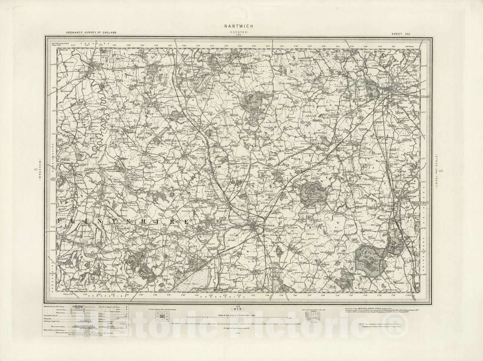 Historic Map : 122 Nantwich 1897 - Vintage Wall Art