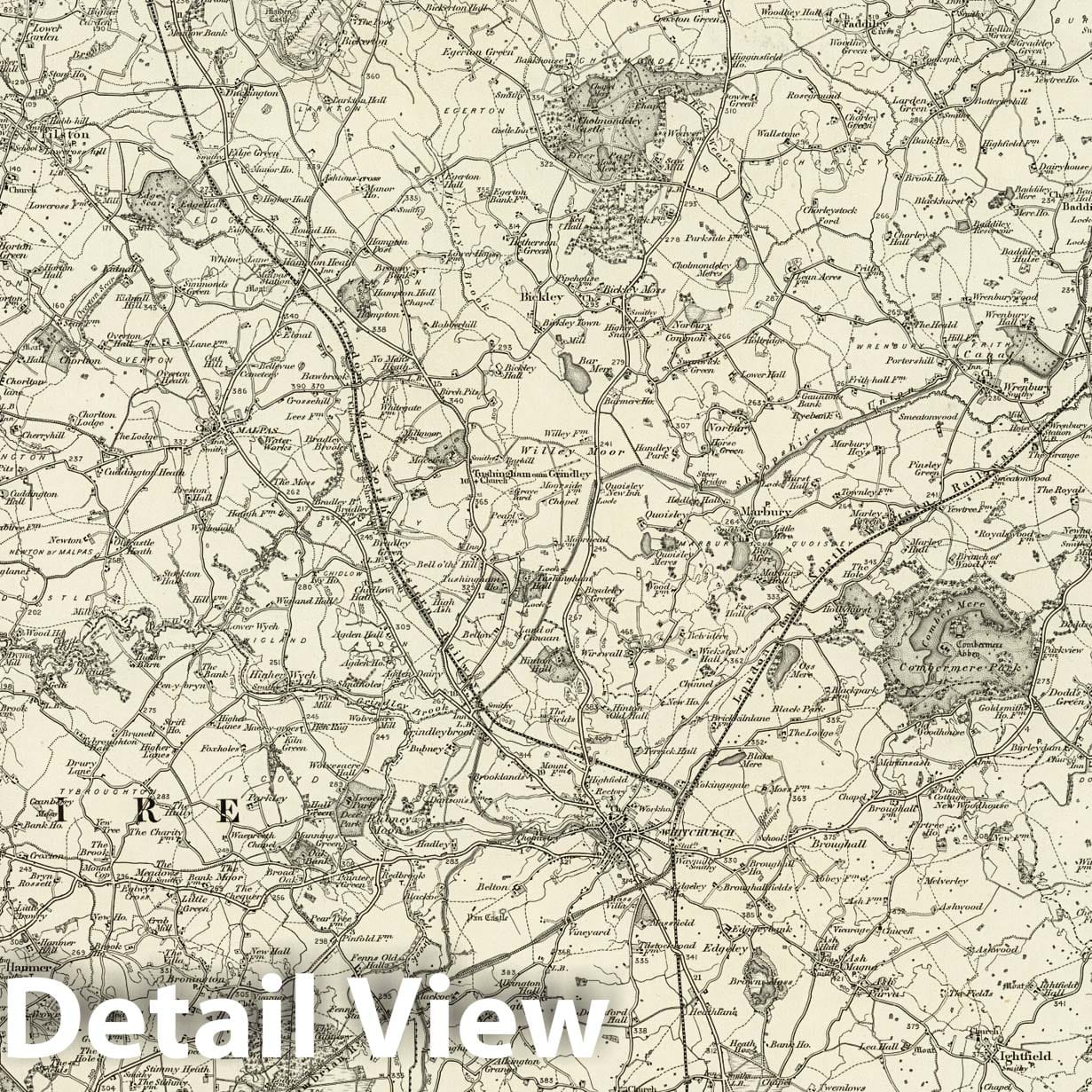 Historic Map : 122 Nantwich 1897 - Vintage Wall Art