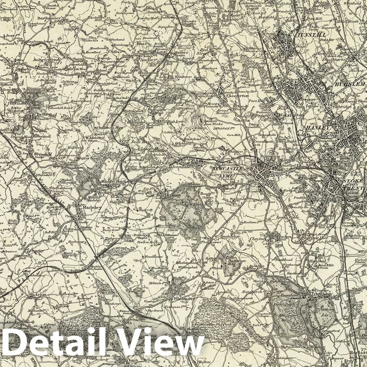Stoke-upon-Trent - Survey Map, 1898 - Ordnance Survey Historical Print