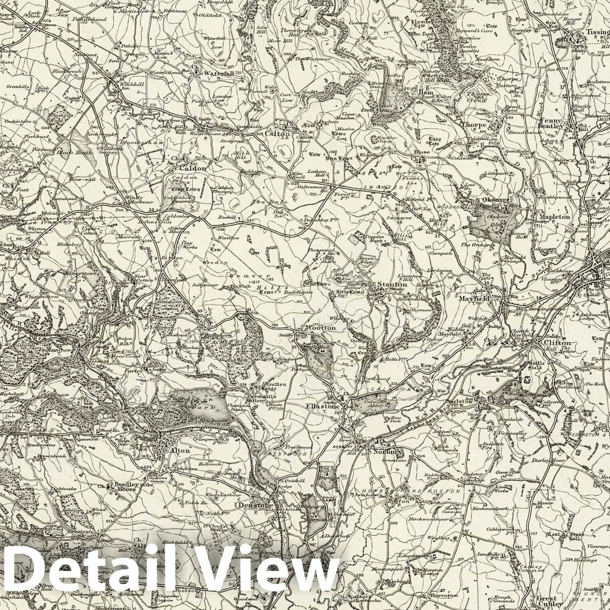 Ashbourne - Survey Map, 1897 - Ordnance Survey Historical Map Print