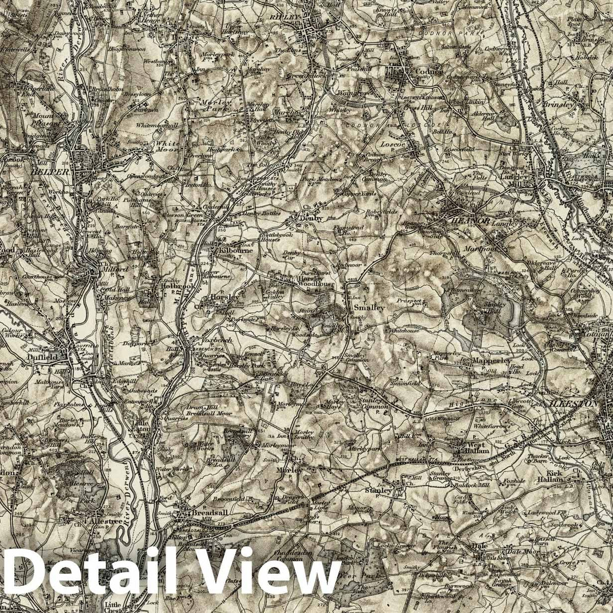 Derby, England - Survey Map, 1897 - Ordnance Survey Topographic Print