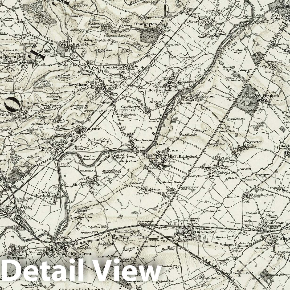 Nottingham - Survey Map, 1899 - Ordnance Survey Topographic Print
