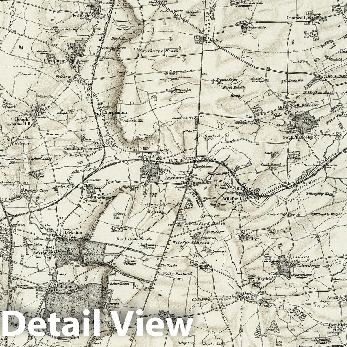 Grantham - Survey Map, 1899 - Ordnance Survey Historical Map Print