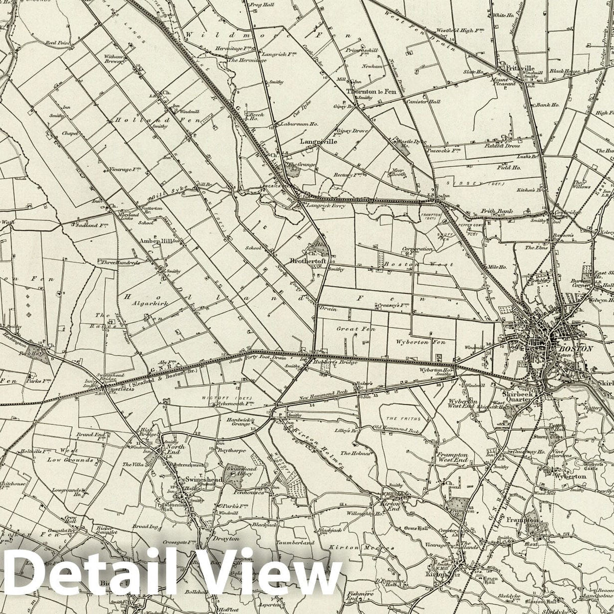 Boston - Survey Map, 1898 - Ordnance Survey England