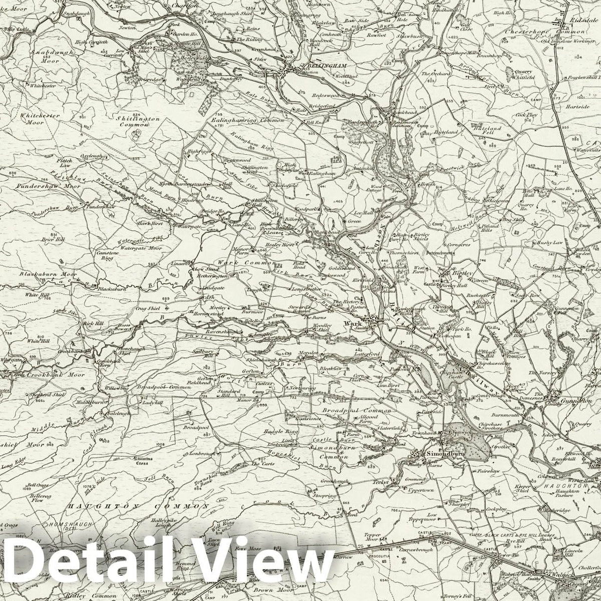 Bellingham - Survey Map, 1897 - Ordnance Survey Historical Map Print