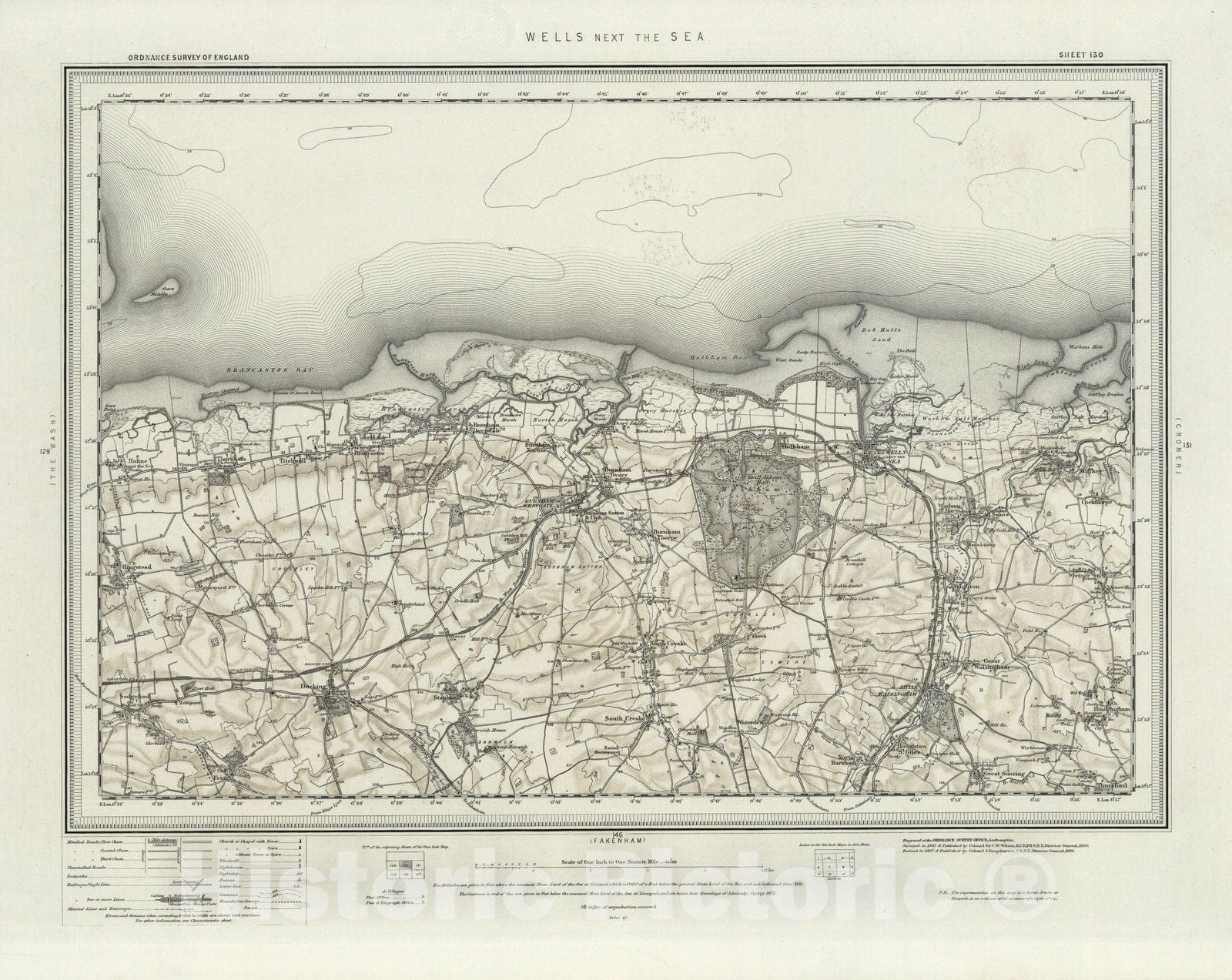 Historic Map : 130 Wells next the Sea (Hills) 1899 - Vintage Wall Art