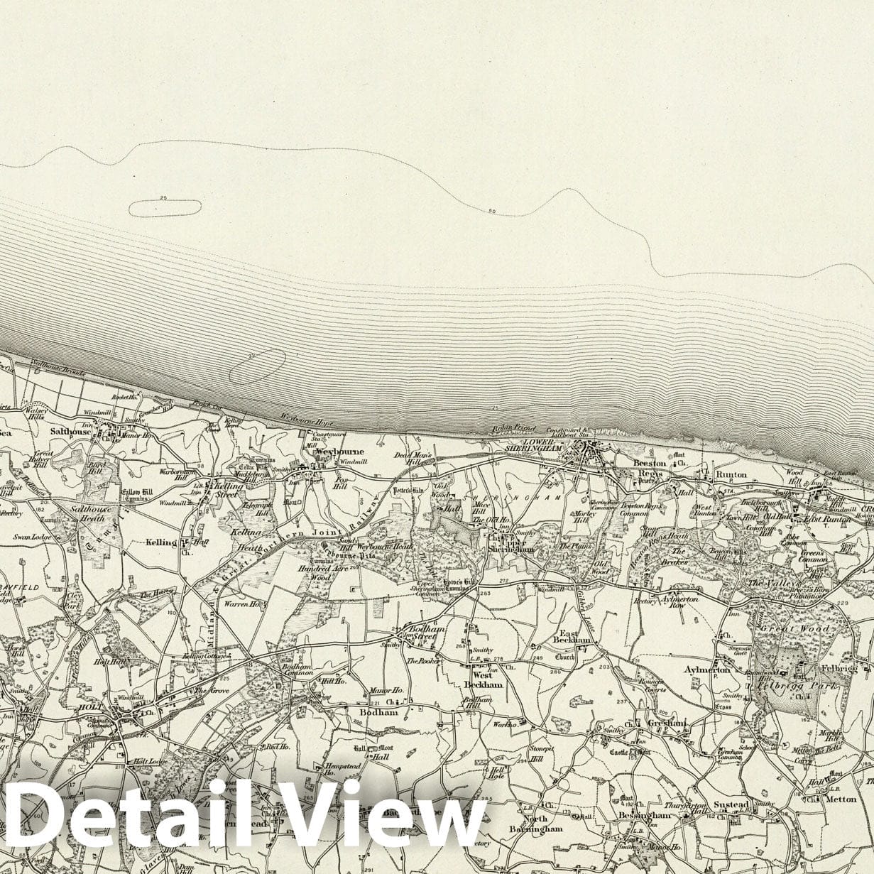 Cromer - Survey Map, 1899 - Ordnance Survey England