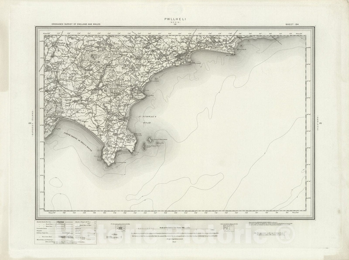 Historic Map : 134 Pwllheli 1899 - Vintage Wall Art