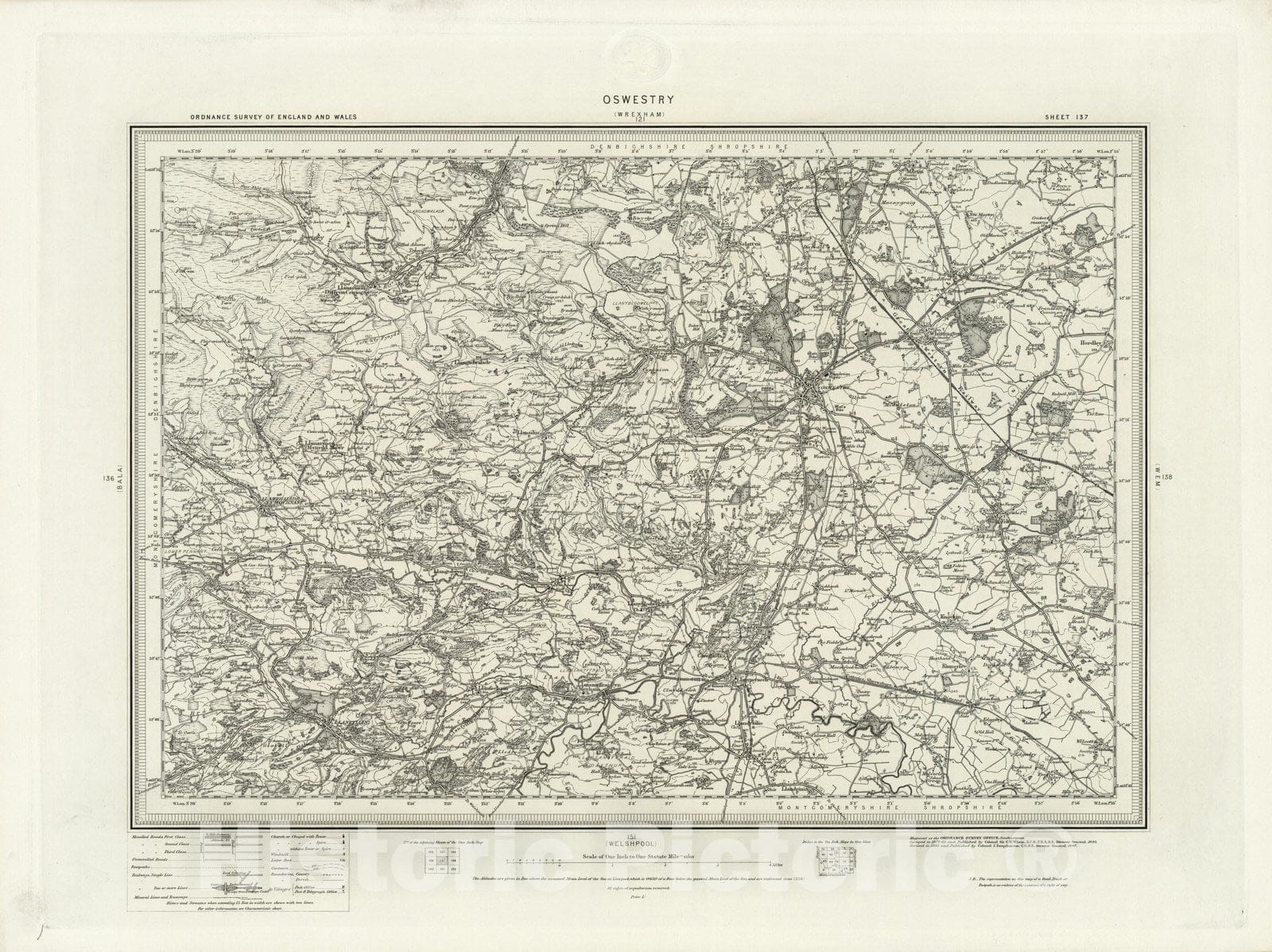 Historic Map : 137 Oswestry 1897 - Vintage Wall Art