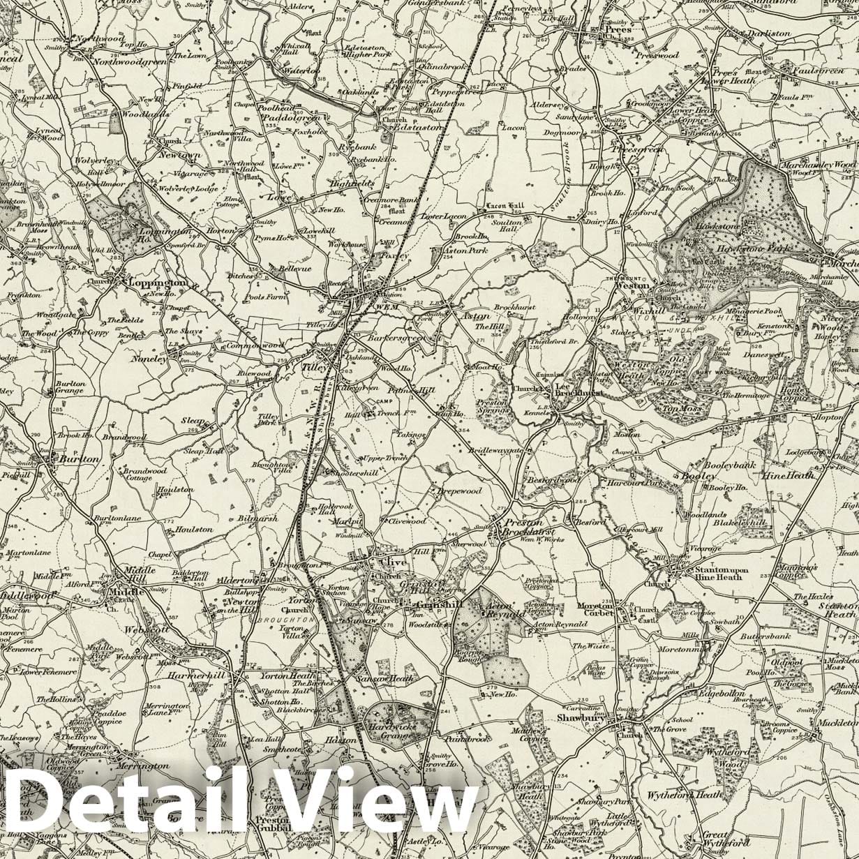 Wem, England - Survey Map, 1899 - Historical Map Print
