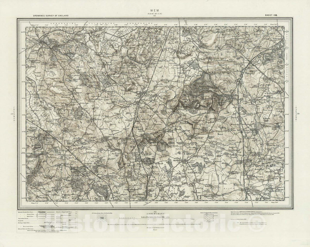 Historic Map : 138 Wem (Hills) 1899 - Vintage Wall Art