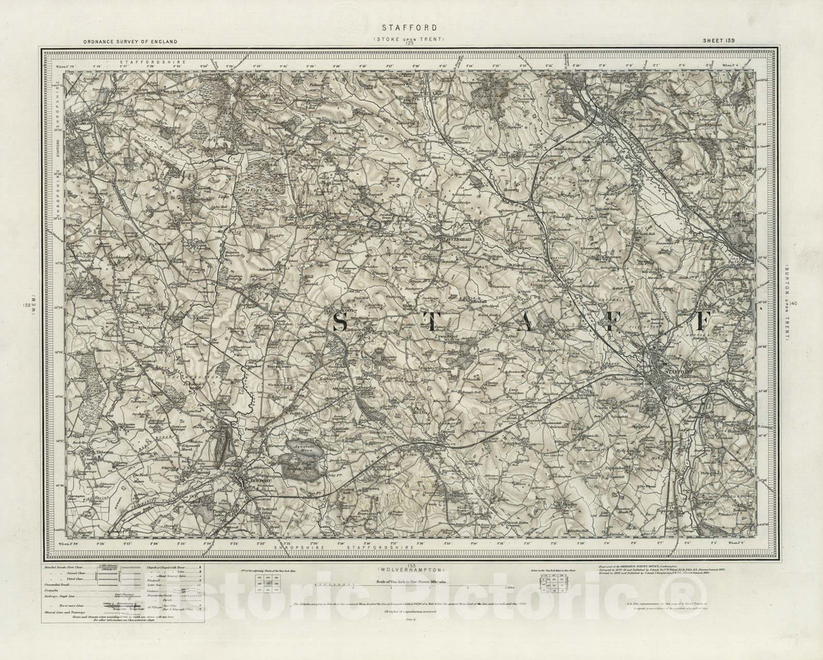 Historic Map : 139 Stafford (Hills) 1899 - Vintage Wall Art