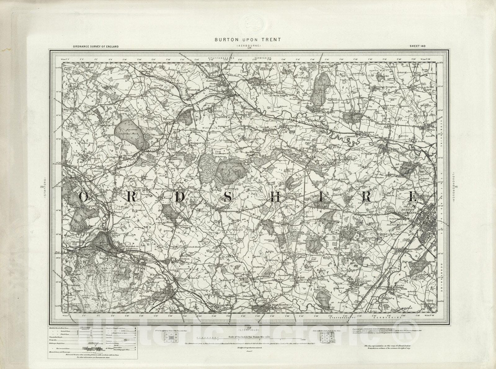 Historic Wall Map : 140 Burton upon Trent 1896 - Vintage Wall Art