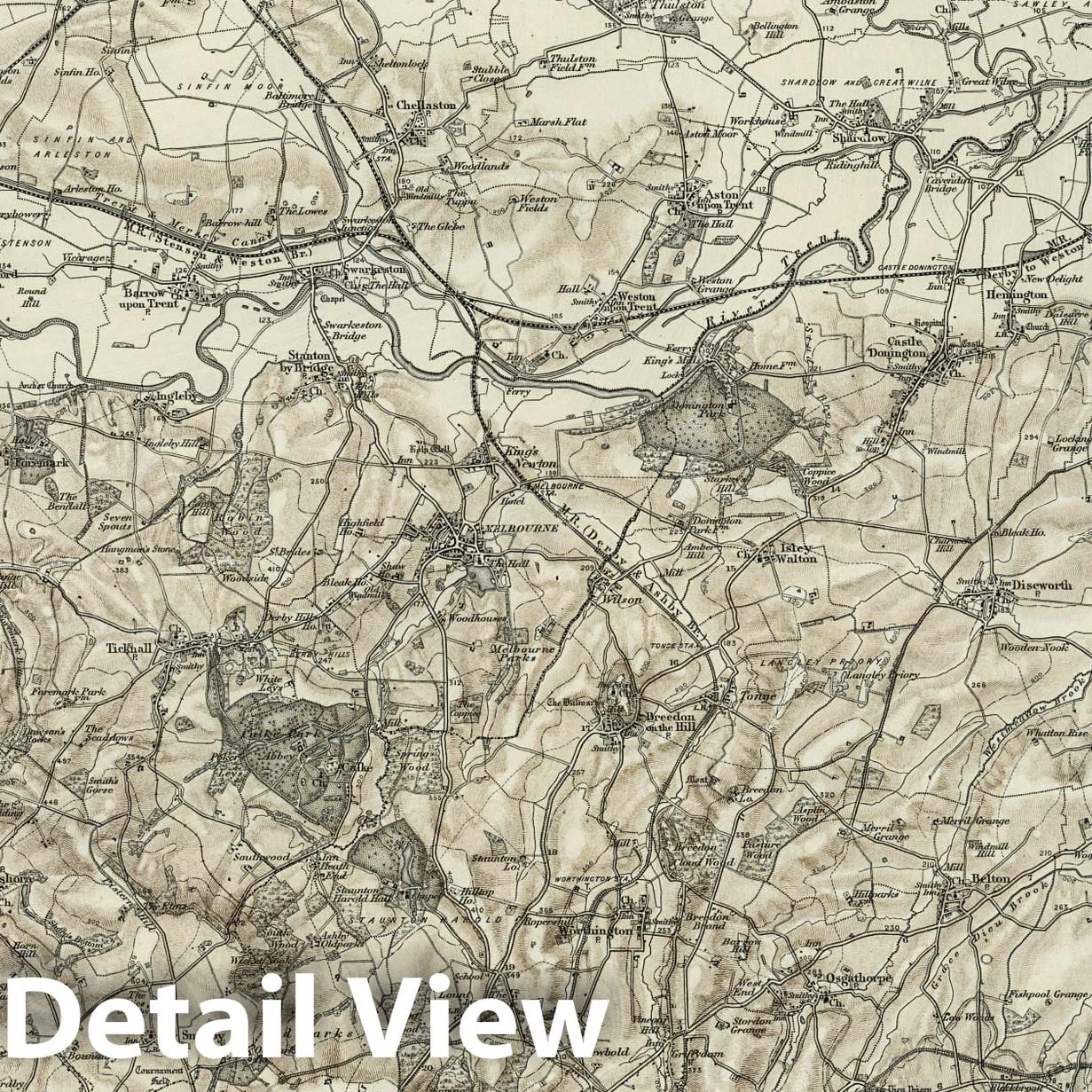Loughborough - Survey Map, 1896 - Ordnance Survey Topographic Print