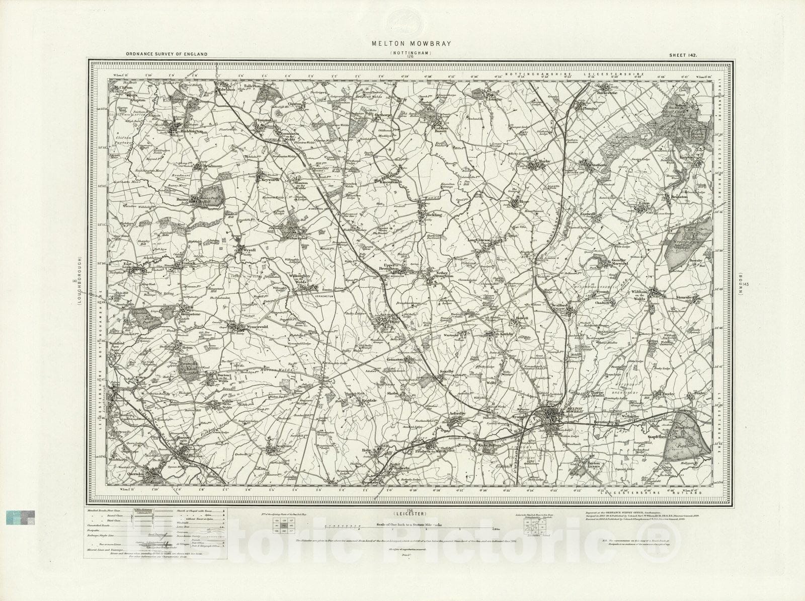 Historic Map : 142 Melton Mowbray 1899 - Vintage Wall Art