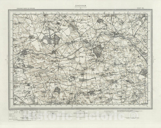 Historic Map : 146 Fakenham (Hills) 1898 - Vintage Wall Art