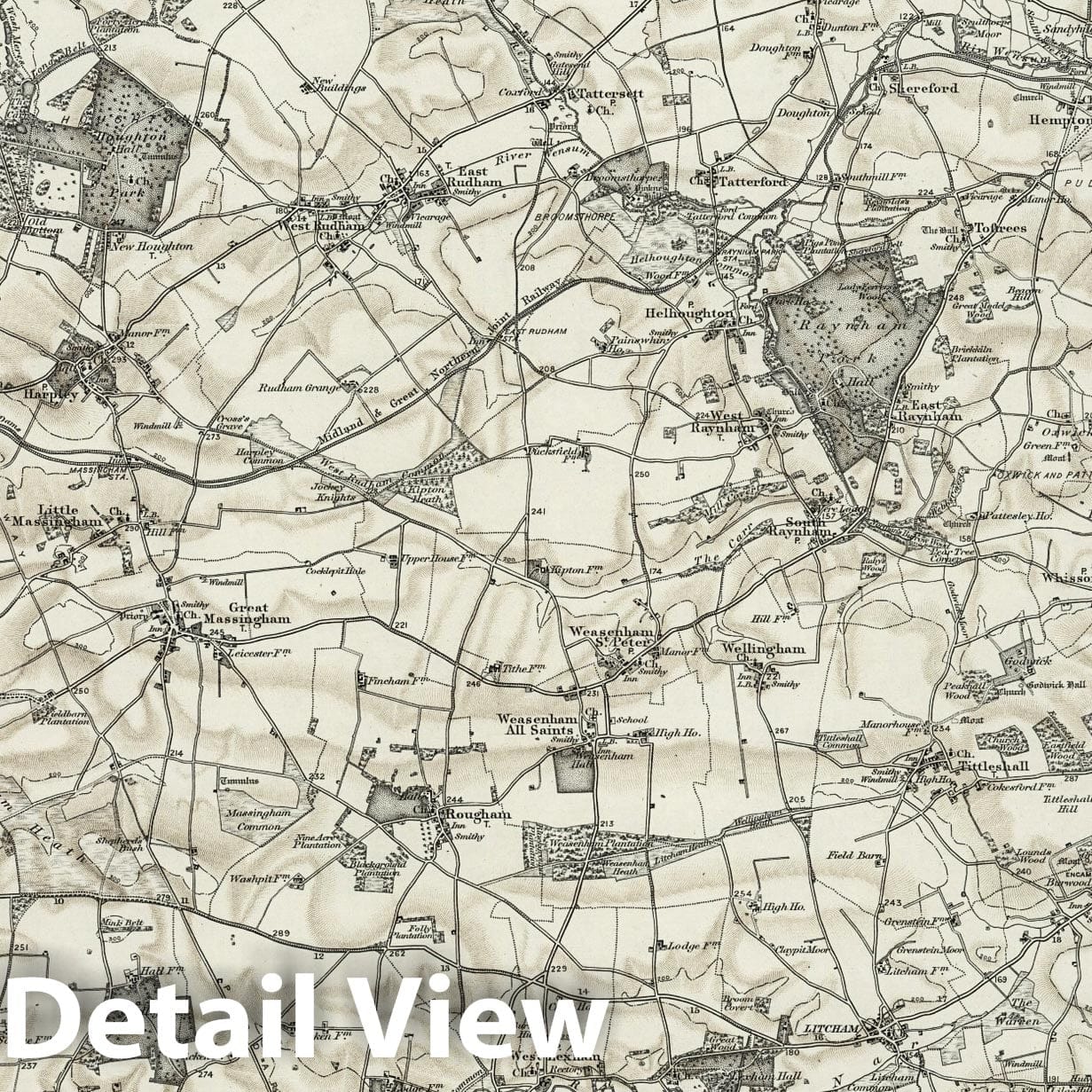 Fakenham - Survey Map, 1898 - Ordnance Survey England