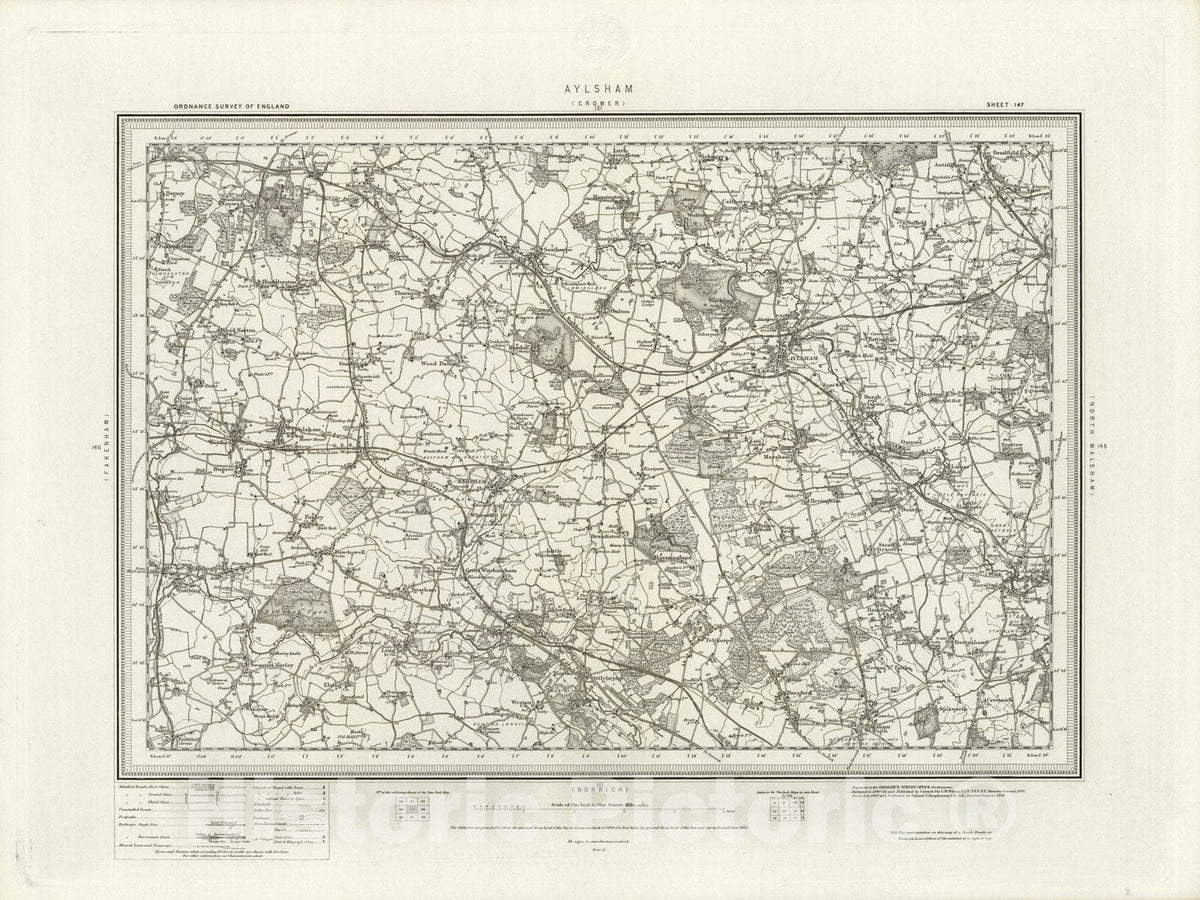 Historic Map : 147 Aylsham 1899 - Vintage Wall Art