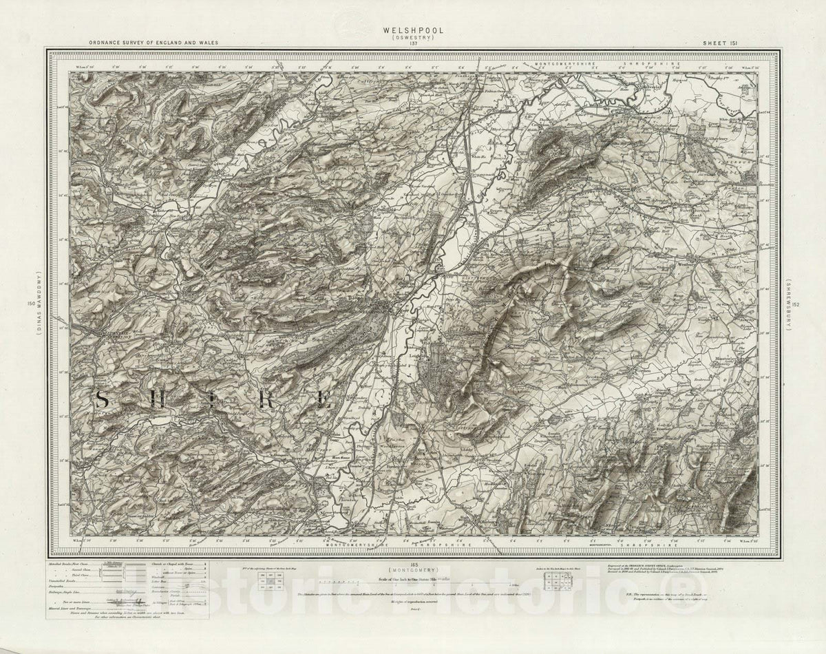 Historic Map : 151 Welshpool (Hills) 1899 - Vintage Wall Art