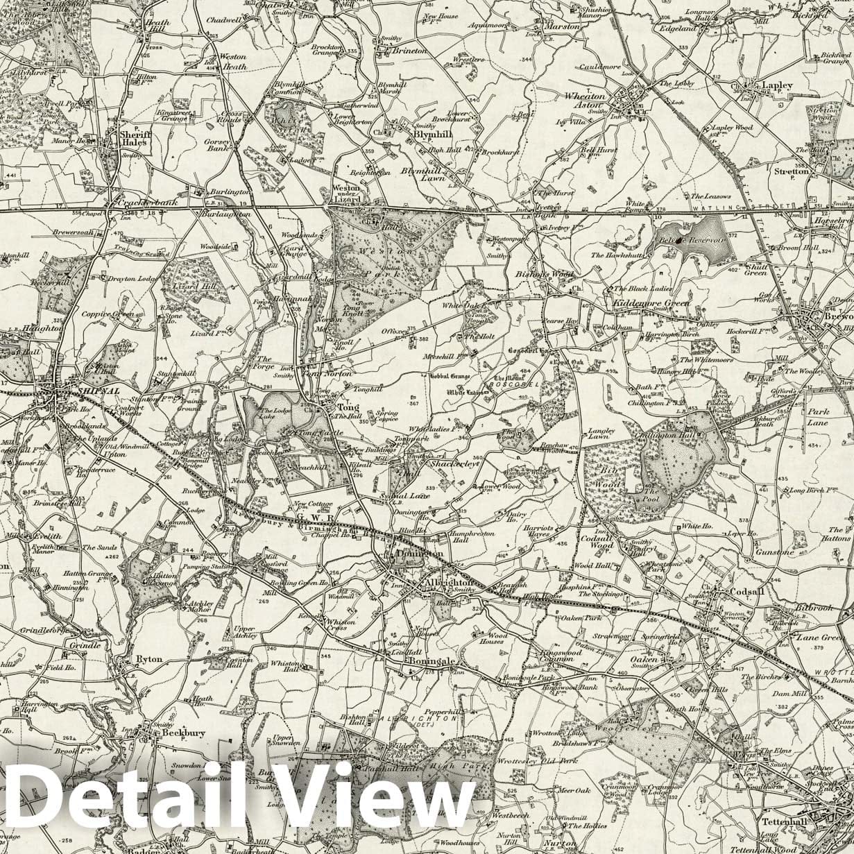 Wolverhampton, England - Survey Map, 1899 - Historical Map Print