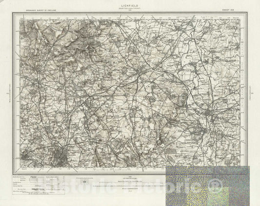 Historic Map : 154 Lichfield (Hills) 1899 - Vintage Wall Art