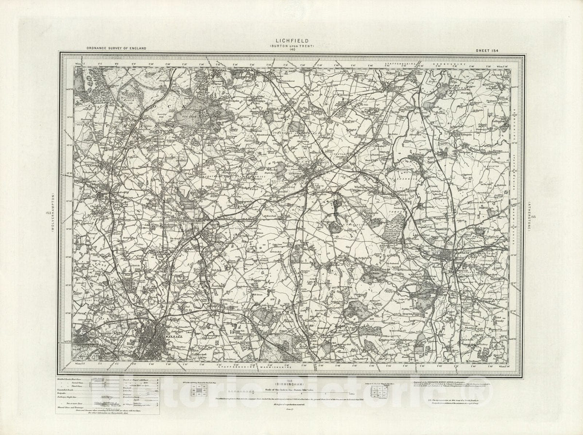 Historic Map : 154 Lichfield 1899 - Vintage Wall Art