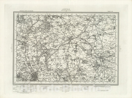 Historic Map : 154 Lichfield 1899 - Vintage Wall Art